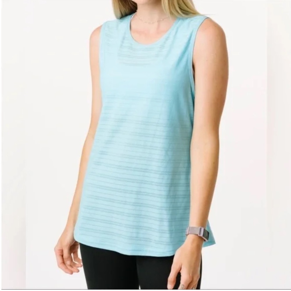 ZYIA Active Sky Luxe Muscle Tank Top Teal Turquoise Blue XXL Activewear Mesh Top - Picture 1 of 8